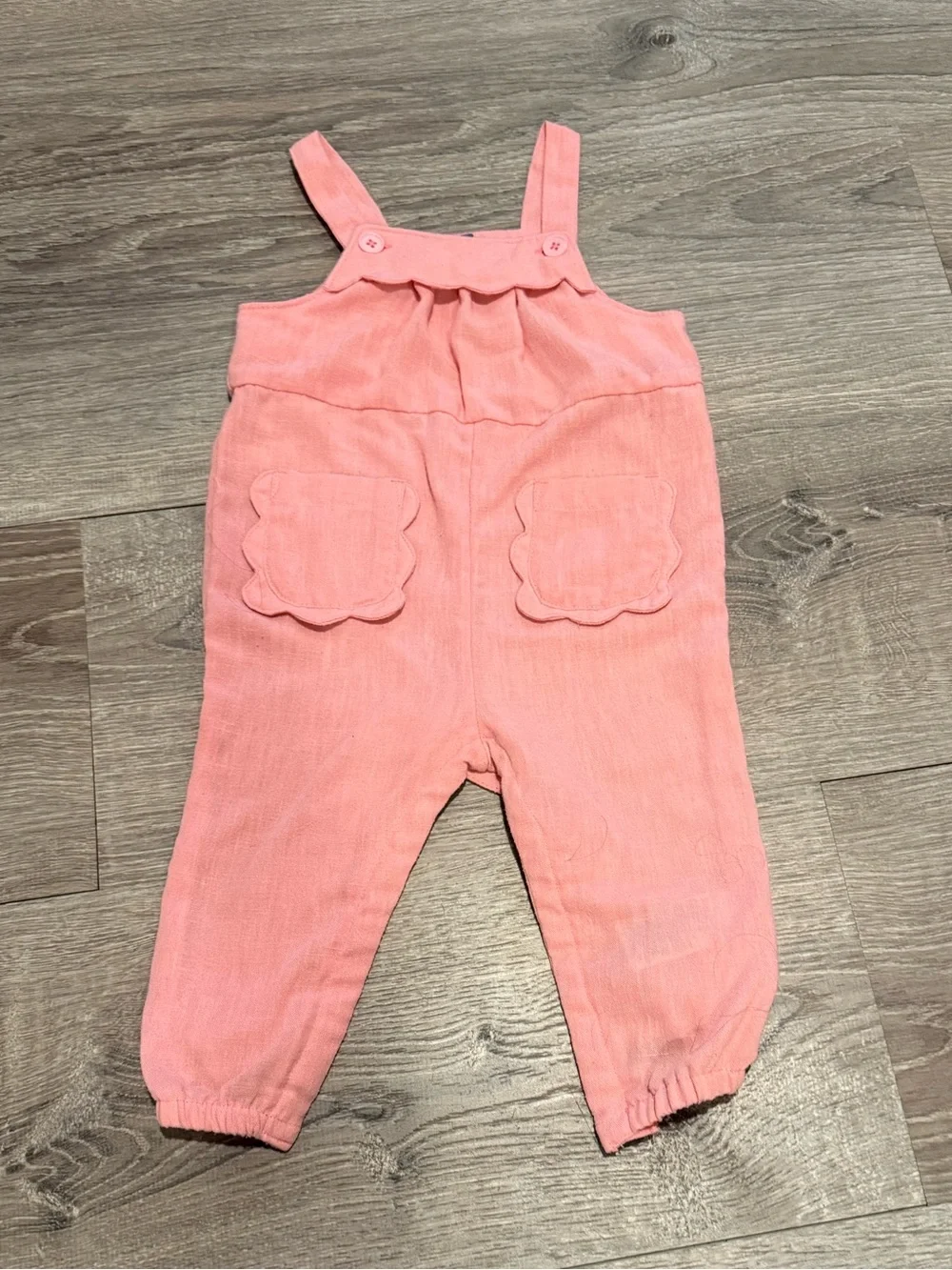 Old Navy Pink Toddler Overalls with Scallop Pockets 12-18mo
